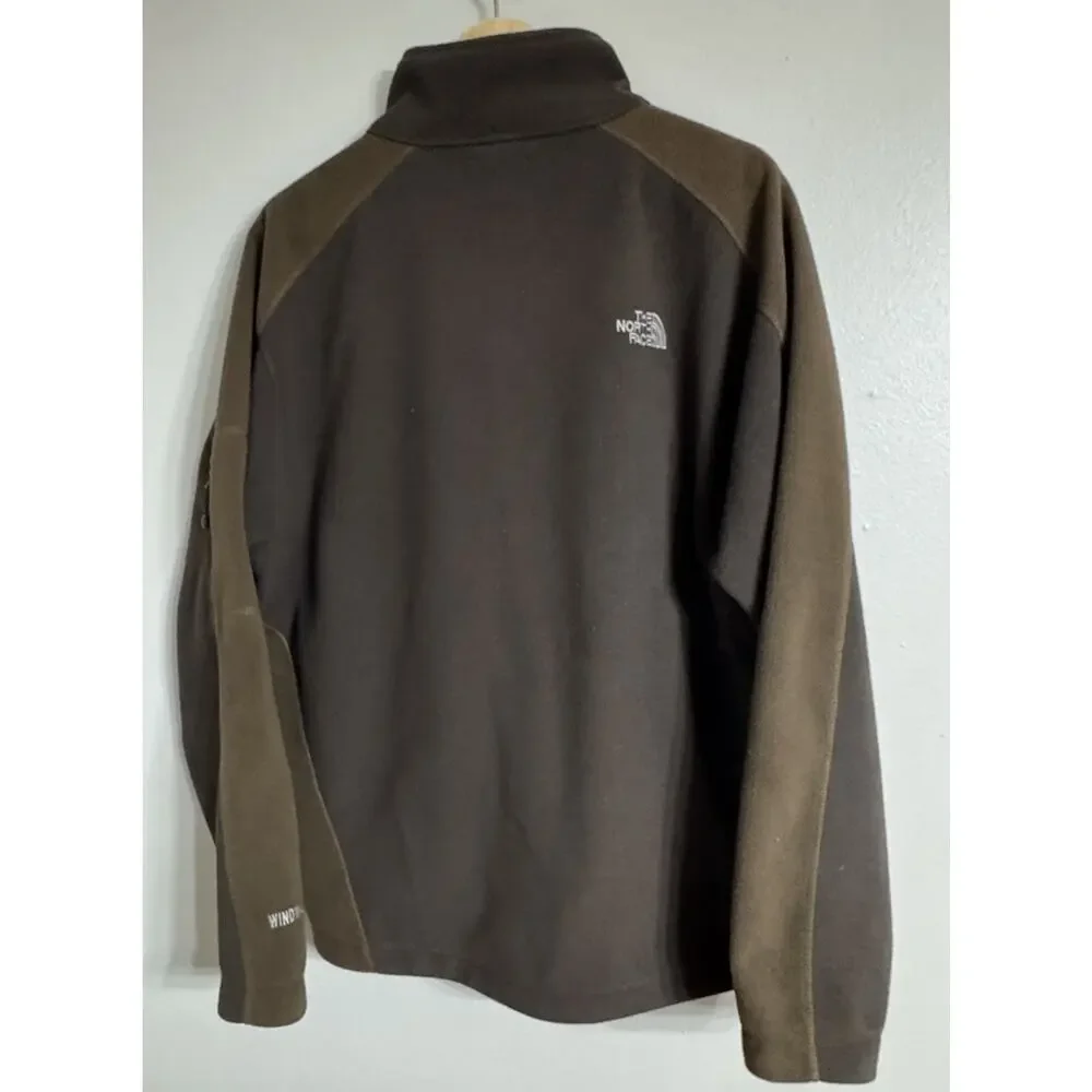North Face Jacket Mens Large Windfall Fleece Full Zip Brown High Collar Pockets